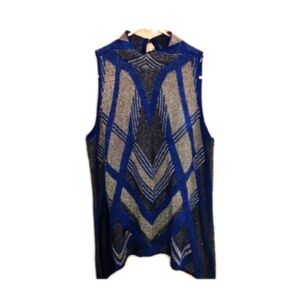INC International Concepts Blue and Silver Sleeveless Top
